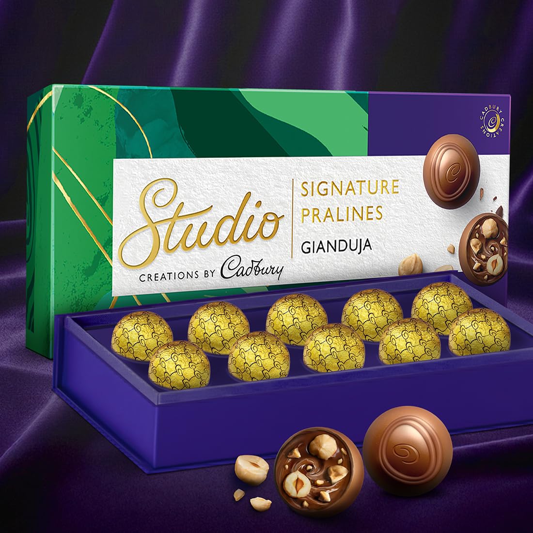 Cadbury Studio Signature Pralines Gianduja Hazelnut Chocolate Gift Pack, 130 g