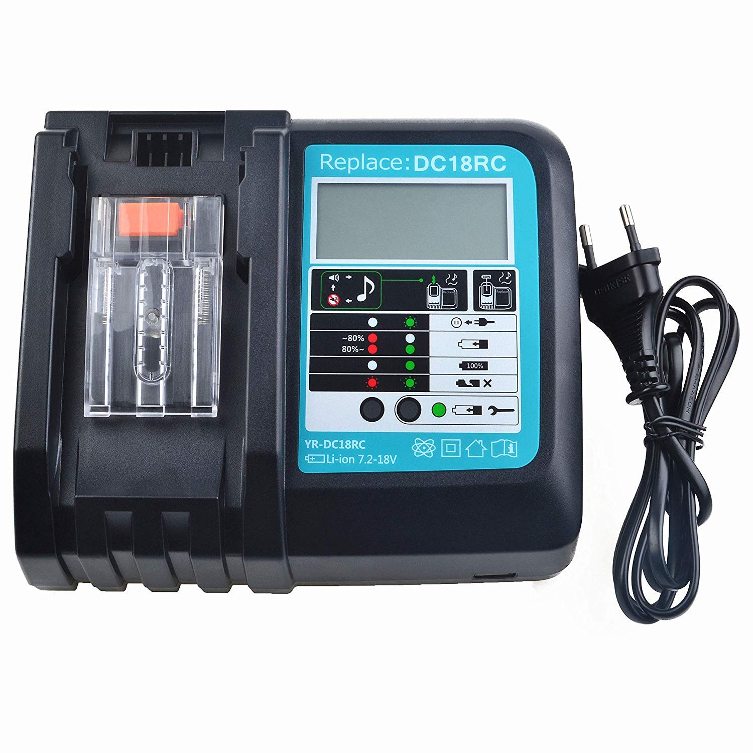 Ładowarka DC18RC zamiennik do akumulatora Makita 5 Ah BL1850B BL1860B BL1830B + akumulator BL1850B 18 V 5000 mAh kompatybilna z akumulatorem Makita 18 V z ładowarką dc18rc