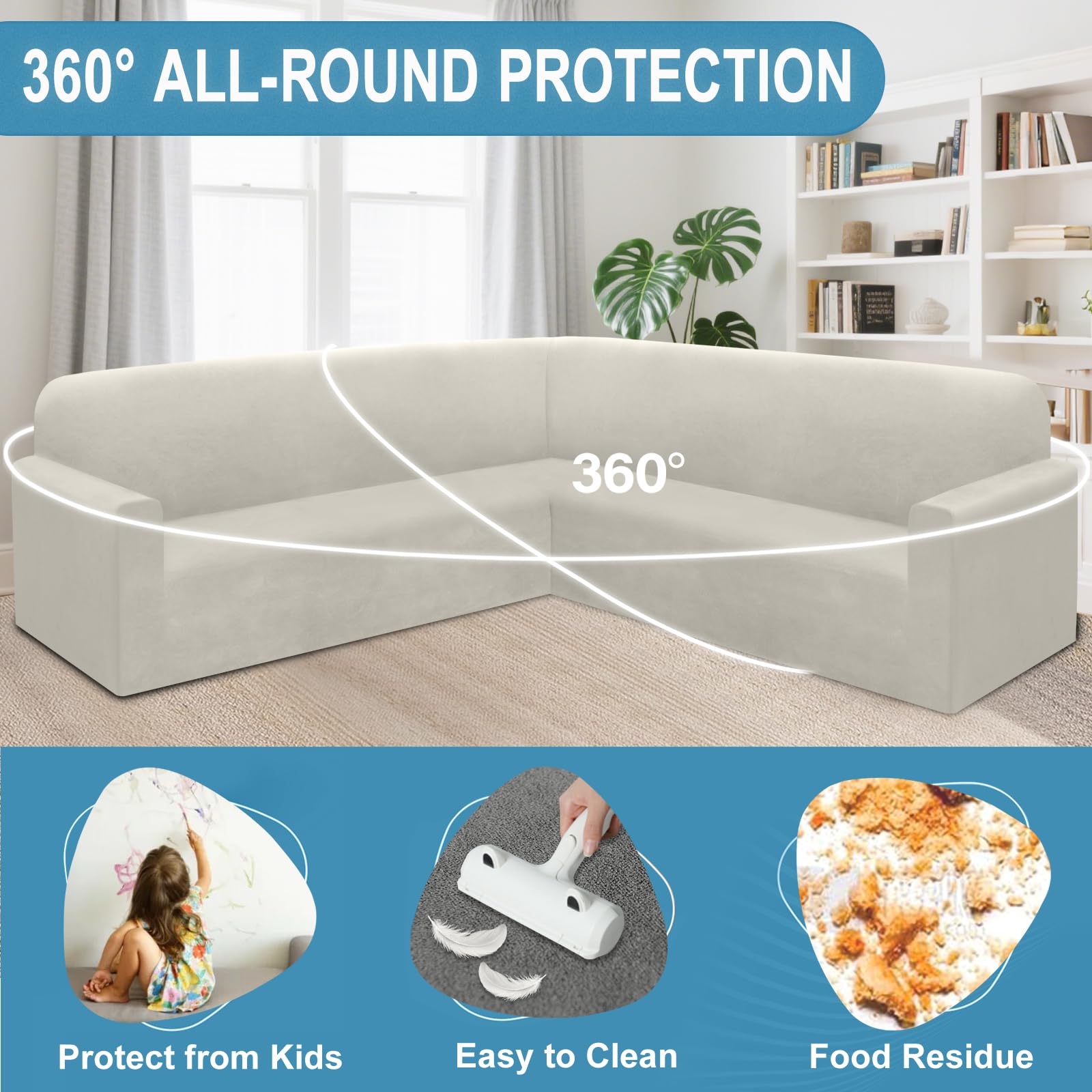 Amazon.com: HDCAXKJ Corner Sectional Couch Covers Velvet