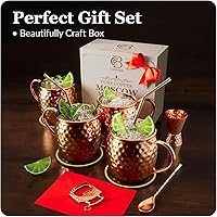 Vista 2 de Tazas de cobre Moscow Mule – Juego de 4 tazas de regalo únicas hechas a mano, martilladas por artesanos, tazas de cobre sólido 100% puro de 16 onzas