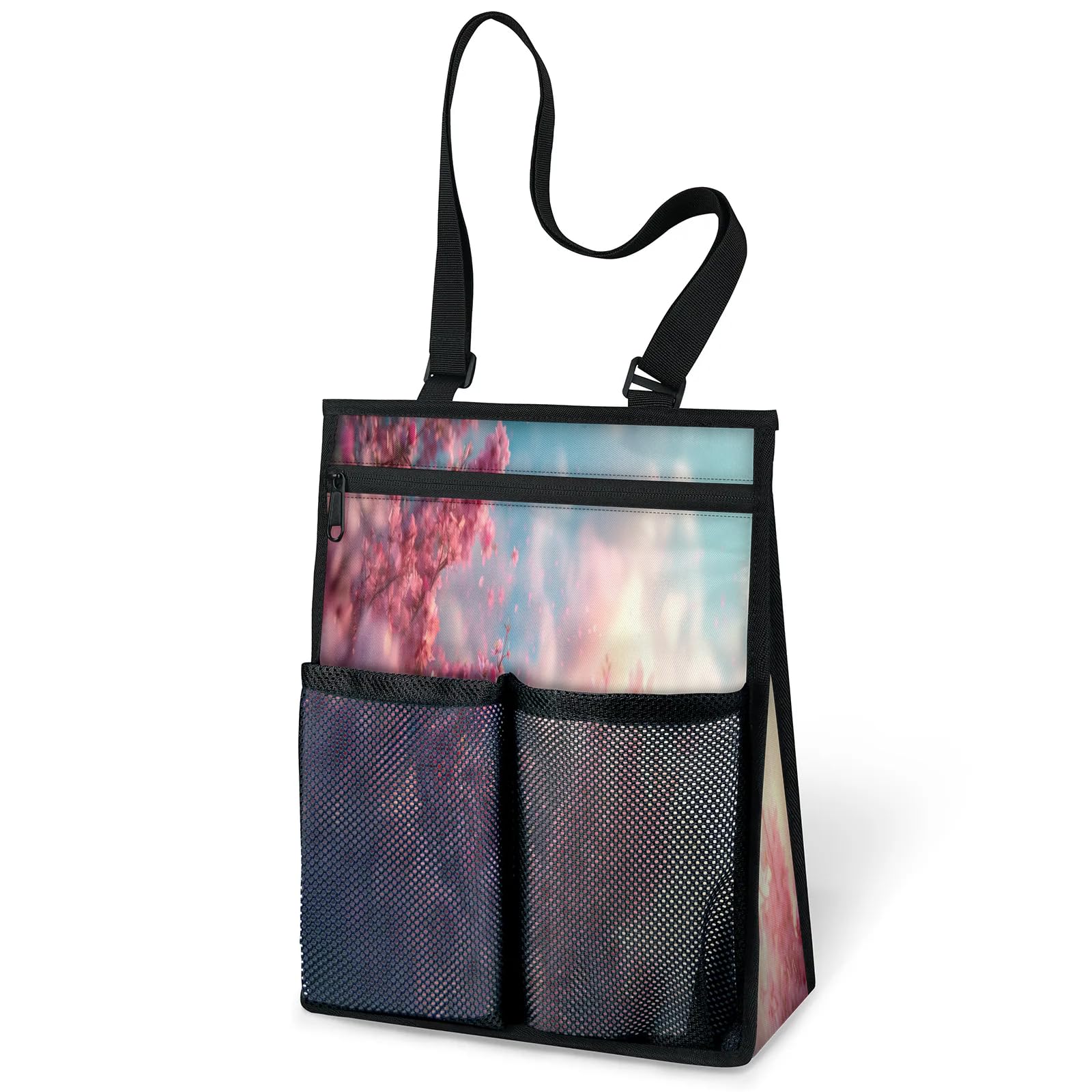 Ourtheme Cherry Blossoms Portable Shower Bag for Travel Gym Camp Beach Tote Shower Caddy Bags Hanging Toiletry Organizer