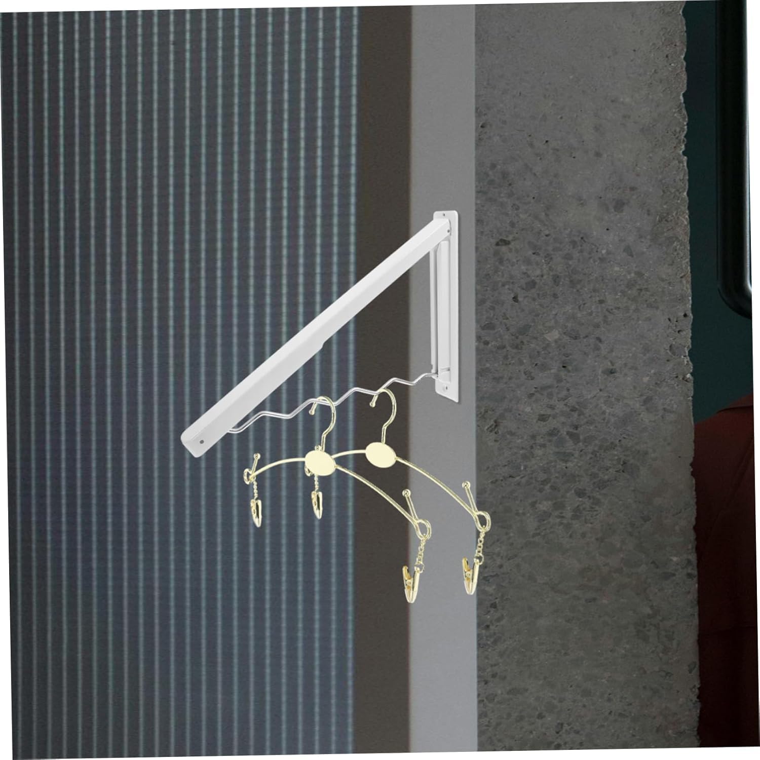 Wall-Mounted Foldable Laundry Rack – Space-Saving Clothes Organizer with Hooks, Ideal for Laundry Rooms & Closets