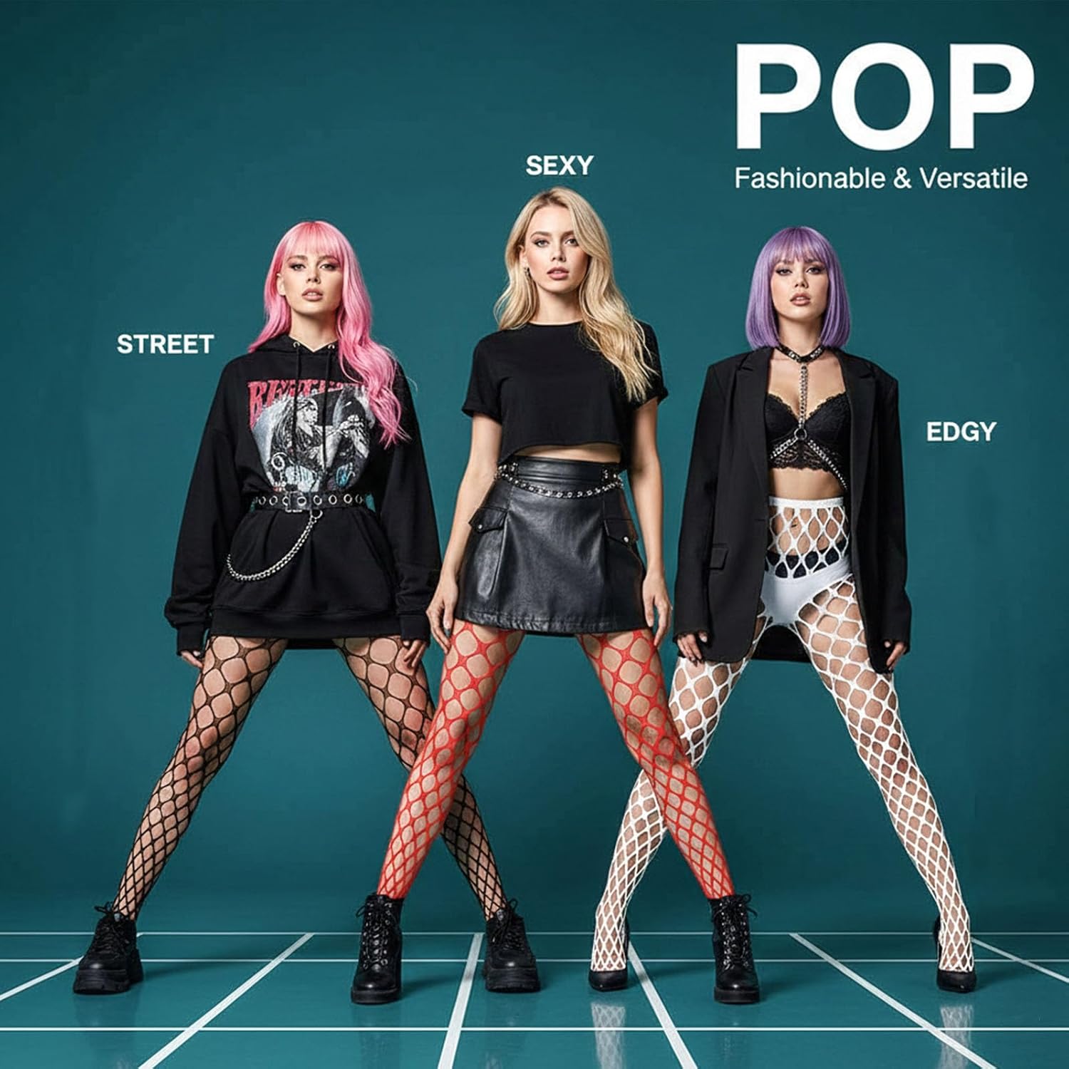 Women's High Waist Fishnet Tights Hollow Out Mesh Stockings for Festival Streetwear Layering - Image 6