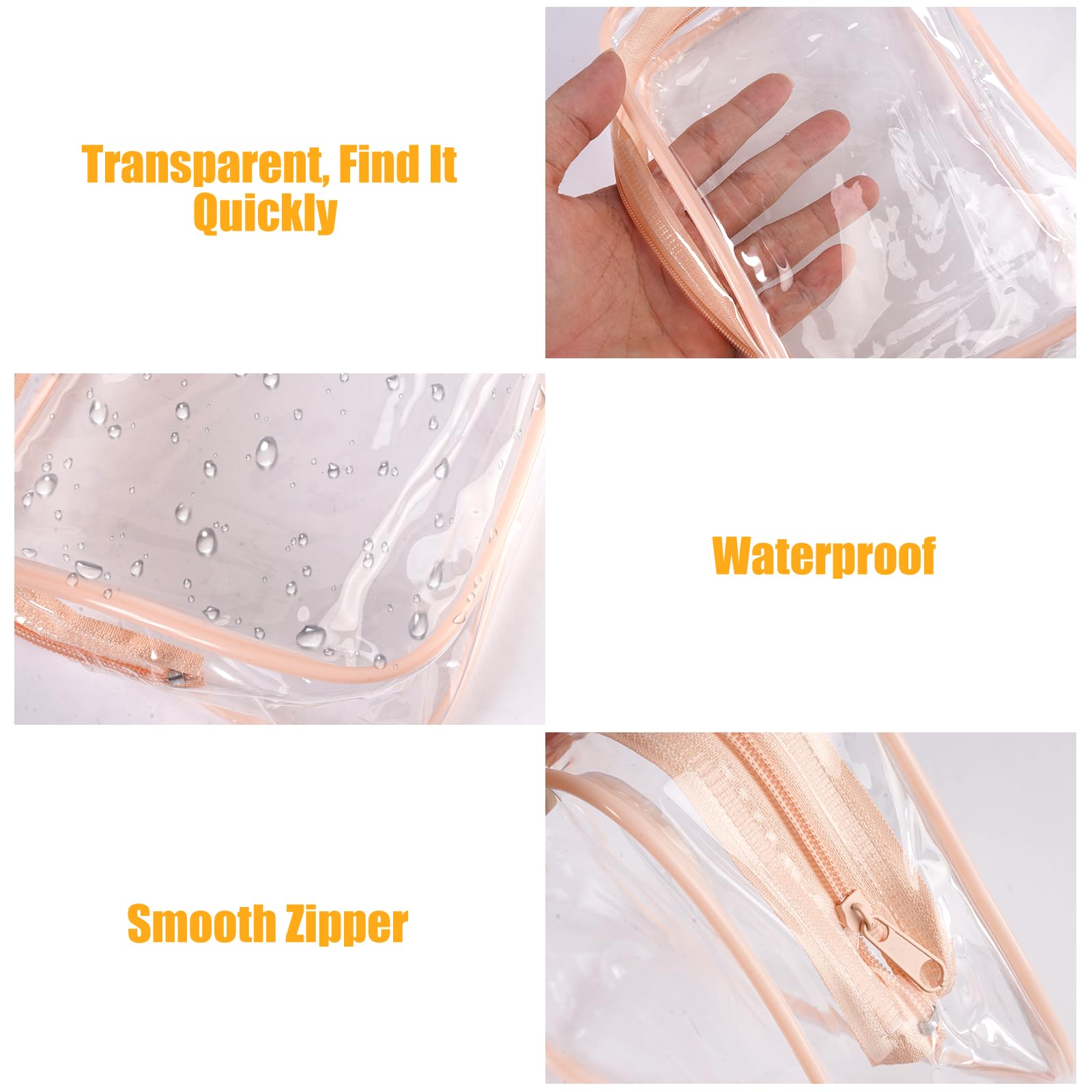 3 Pcs Trousse de Toilette Femme Transparente, Impermeable Trousse de Maquillage Transparente avec Glissière, pour Ranger Les Articles de Toilette, Les Cosmétiques et Les Produits de Soin pour la Peau - 3