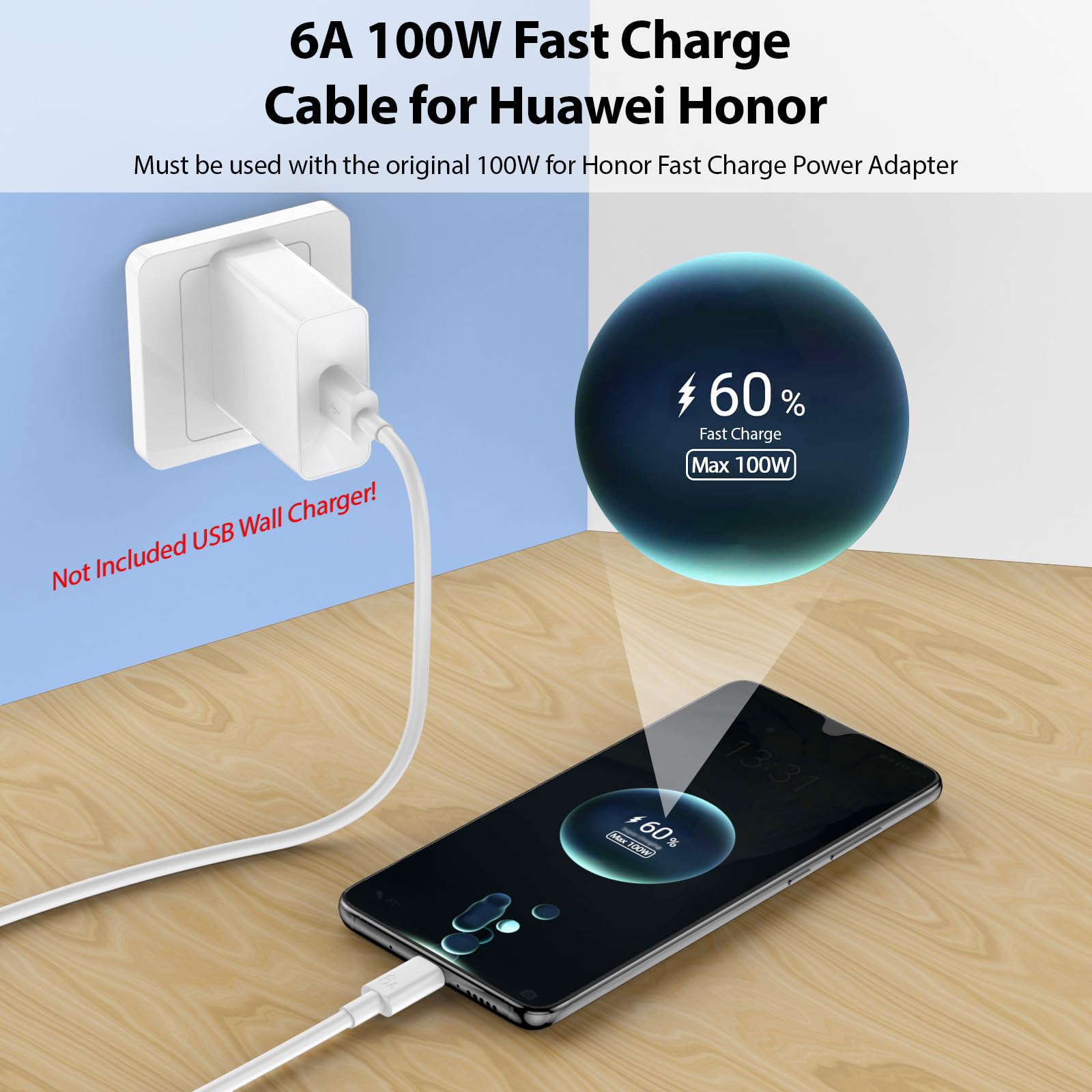 Caricatore USB C 100W Per Honor 400 Pro/Lite, Magic Series – Con Cavo 6A Da 1m, Protezioni Integrate - 3