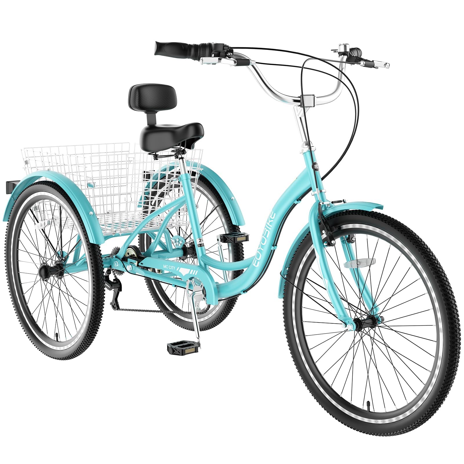 Adult Tricycle, 7 Speed Adult Trike, 20/24/26 inch 3 Wheel Bike with Basket