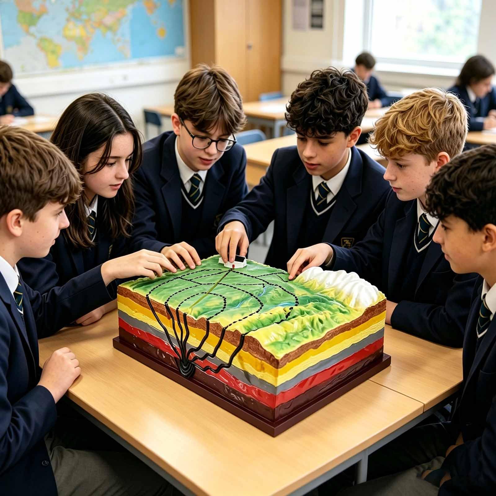 Modello Geologico 3D di Un Terremoto con Epicentro E Onda Sismica, Modello Didattico di Geografia, Sezione Trasversale della Tettonica A Placche, Materiale PVC, per Sussidi Didattici