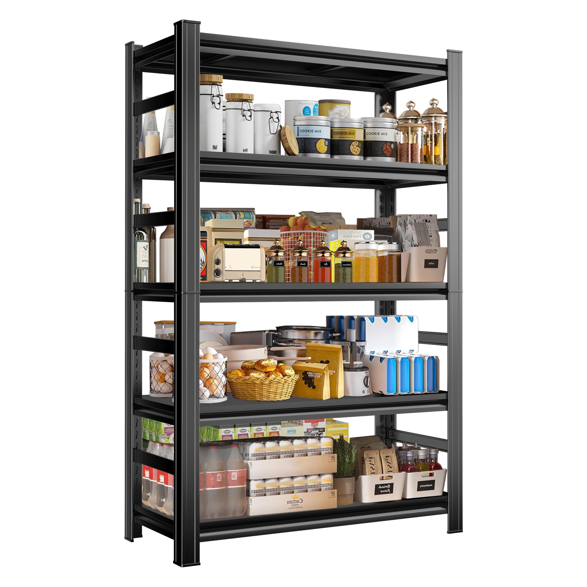 35.43" Wx15.75 Dx72 H Garage Shelving 2500LBS Heavy Duty Shelving Units and Storage Shelves Adjustable 5 Tier Metal Shelving for Kitchen,Utility Room and Closet