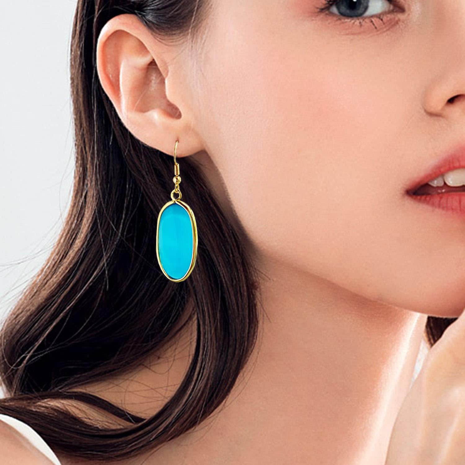 Natural Crystal Healing Stone Drop Dangle Earrings for Women - Image 2