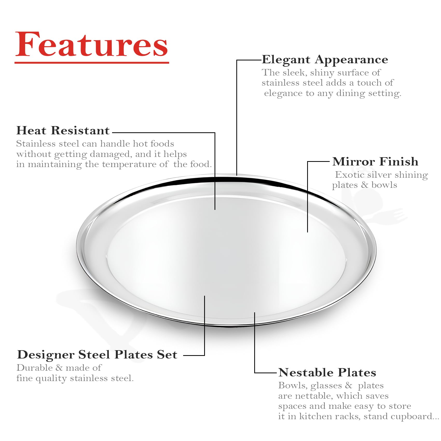 Parage Stainless Steel Plates - Set of 3 -4