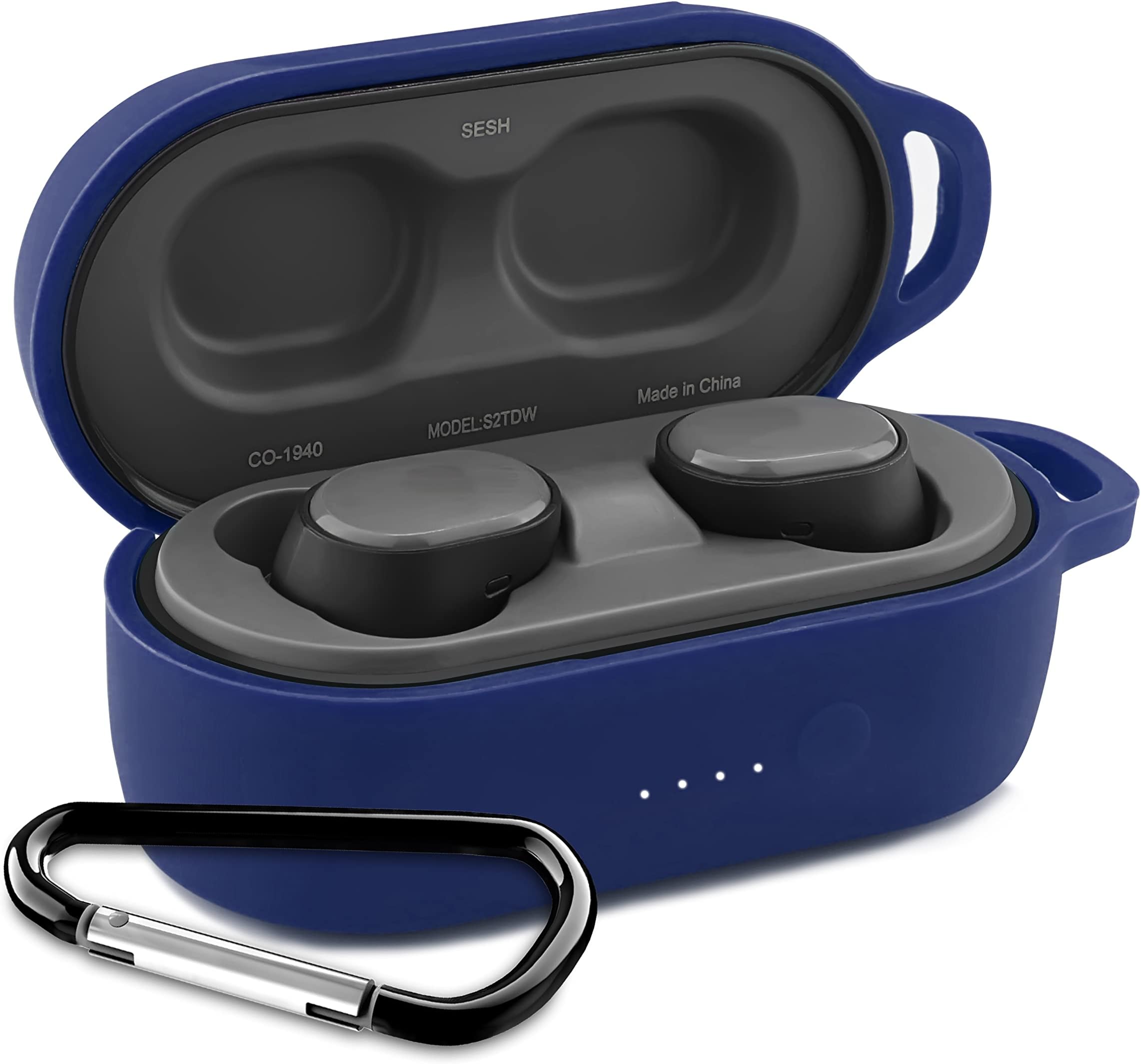 Soft Silicone Case for Skullcandy Sesh & Sesh Evo, Anti-Lost & Shockproof Easy Carrying Protective Case with Keychain, Skullcandy Sesh Evo Earbuds Case Cover, Front LED Visible(Blue)