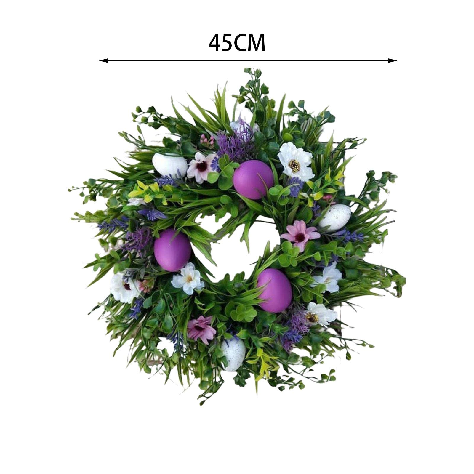 Corona de Pascua con Flores Artificiales Guirnalda de Huevos de Pascua Y Hojas Decorativas Adorno para Puerta O Pared Adecuada para Y Reu, Estilo f, tal como se describe