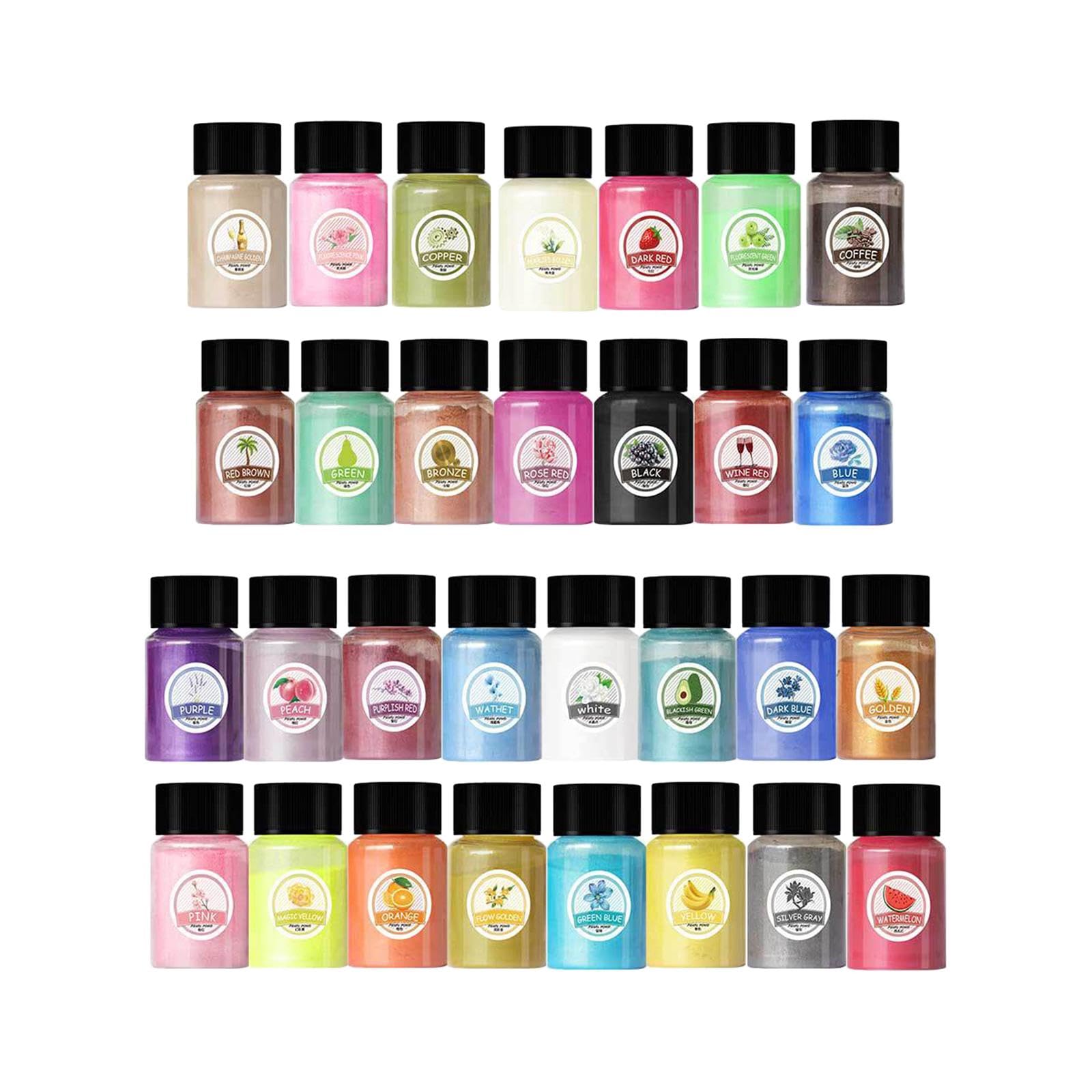 Juego de 3 pigmentos colorantes en polvo de mica para jabón de baño, fabricación de velas, 30 colores, 0 ml