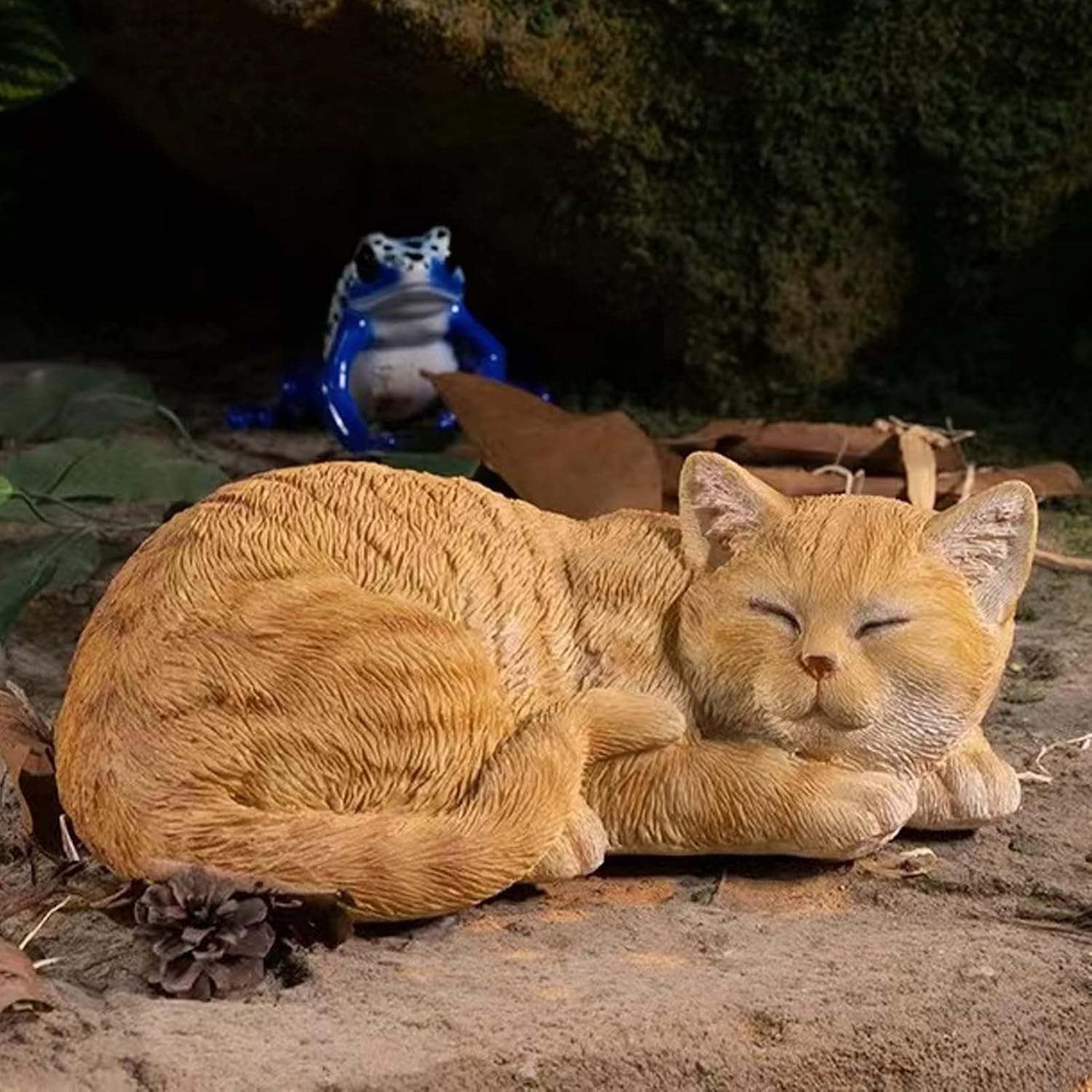 DHOBY GHAUT Sleeping Cat Statue Garden Decor, Outdoor Cat