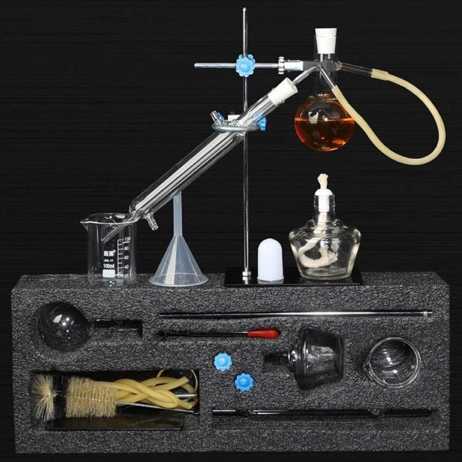 Home Destilador,Aparato De Destilación De Aceite Esenciales De Alcohol De 100 Ml,Equipo De Experimento Químico,Kit De Cristalería De Laboratorio,Juego De 12 Piezas Para Hacer Tu Propio Aceite