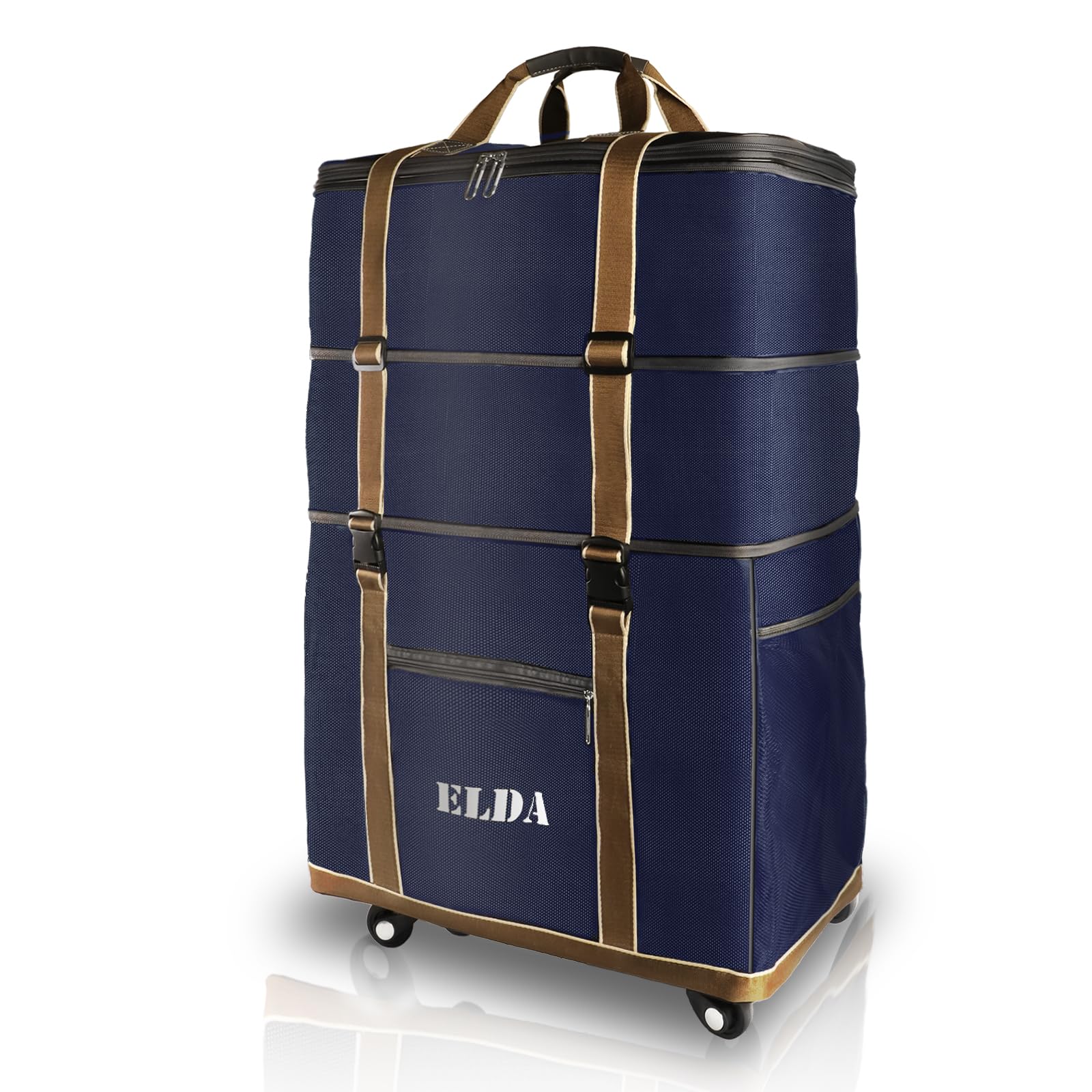 Photo 1 of ELDA Expandable Foldable Luggage Large Capacity Duffel Bags with Wheels Lightweight Collapsible Rolling Travel Suitcases for Men Women blue