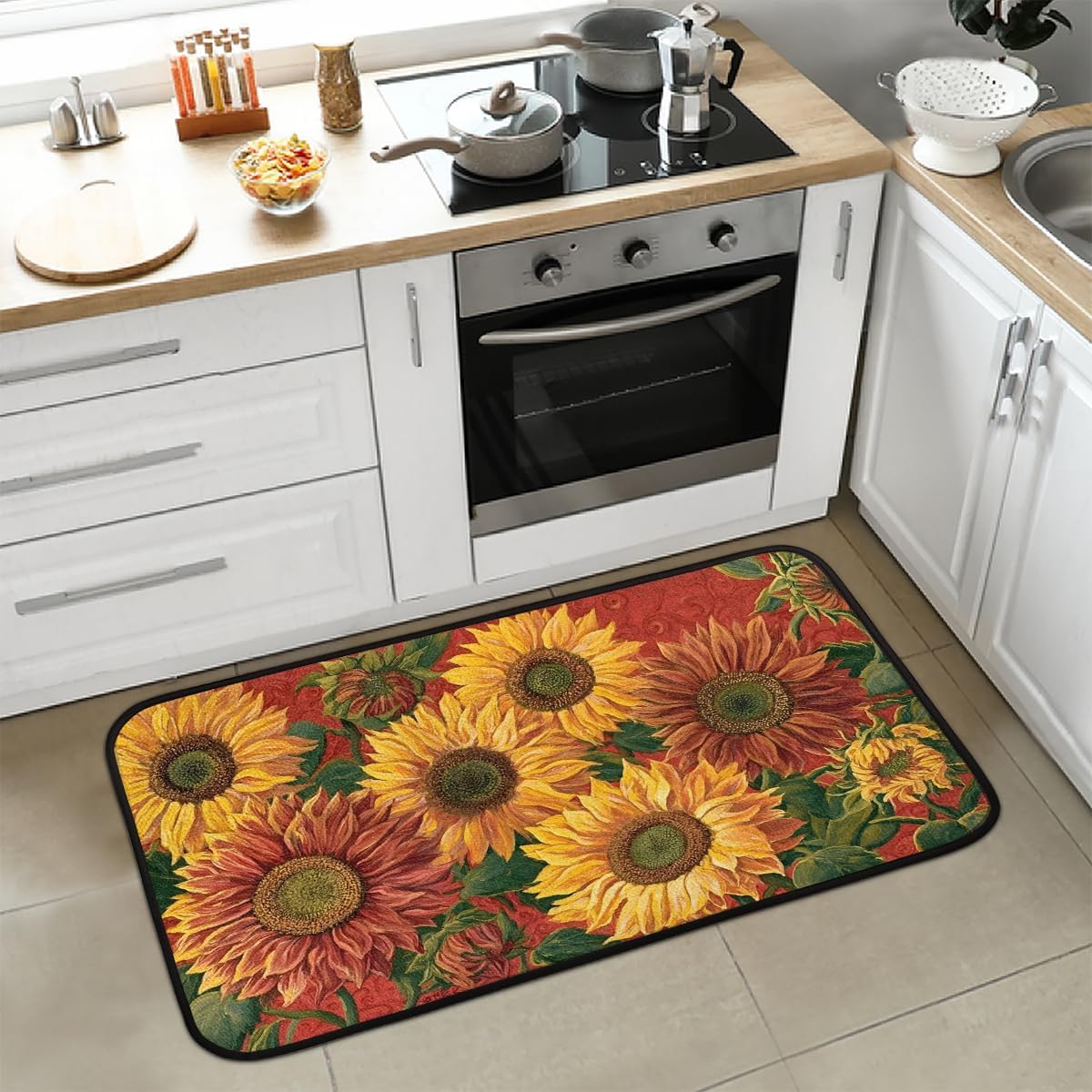 Sunflower Kitchen Mats Cushioned Anti Fatigue Kitchen Rugs Non-Slip B-2