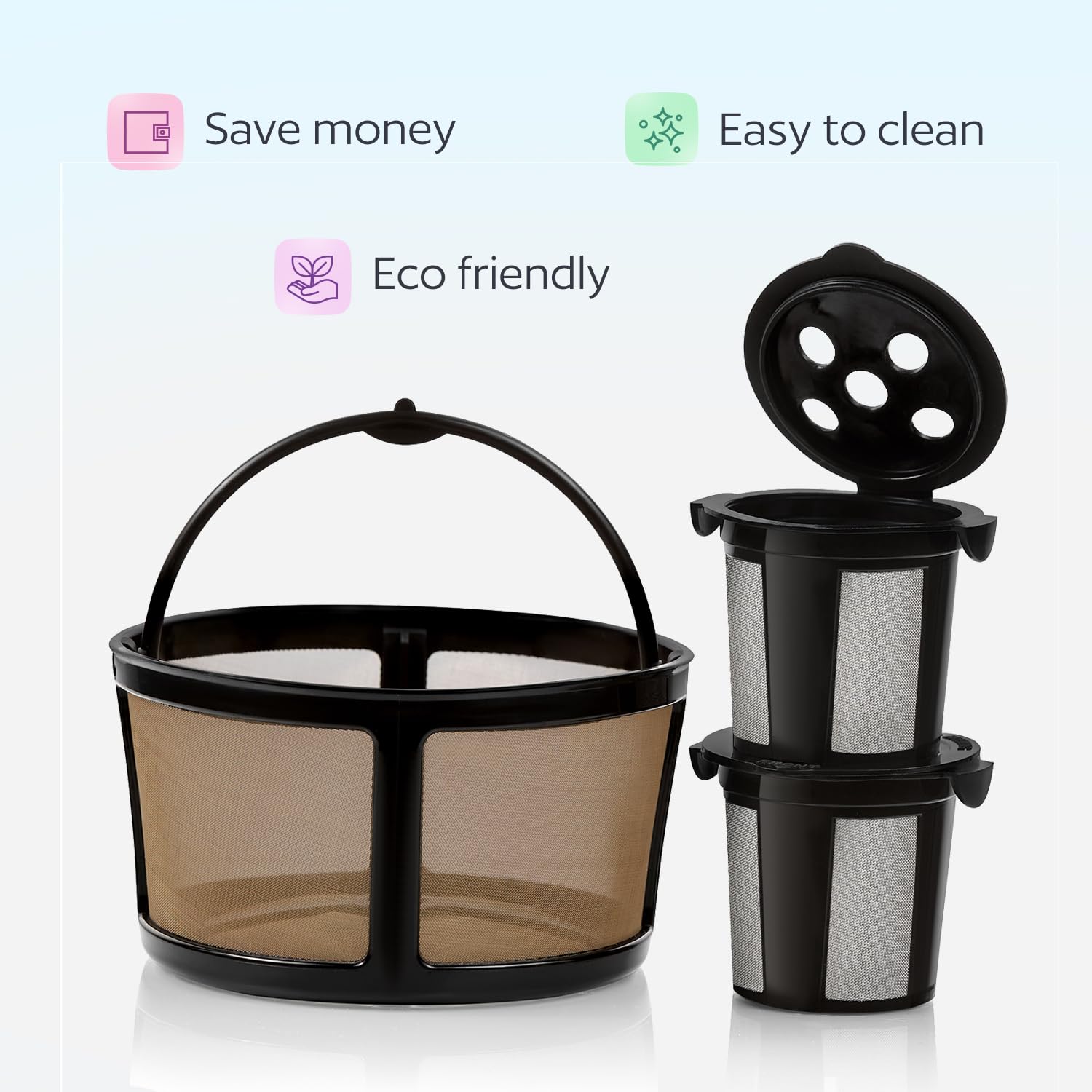 Lot de 2 filtres à café réutilisables K Cups et panier pour cafetière Keurig K-Duo Hot & Iced à portion unique et à carafe avec technologie MultiStream (Gen 2)