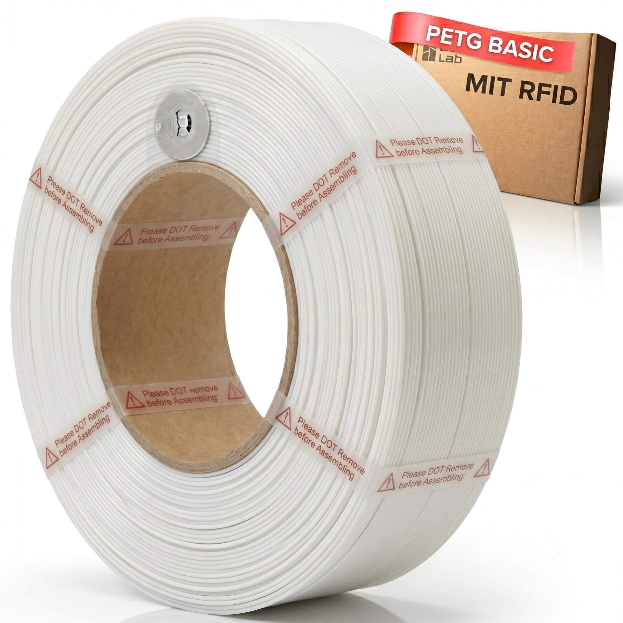 PET-G BASIC FILAMENT 1,75 mm wkład do Bambu Lab PETG z chipem RFID do drukarek 3D AMS Bambulab akcesoria biały 30106