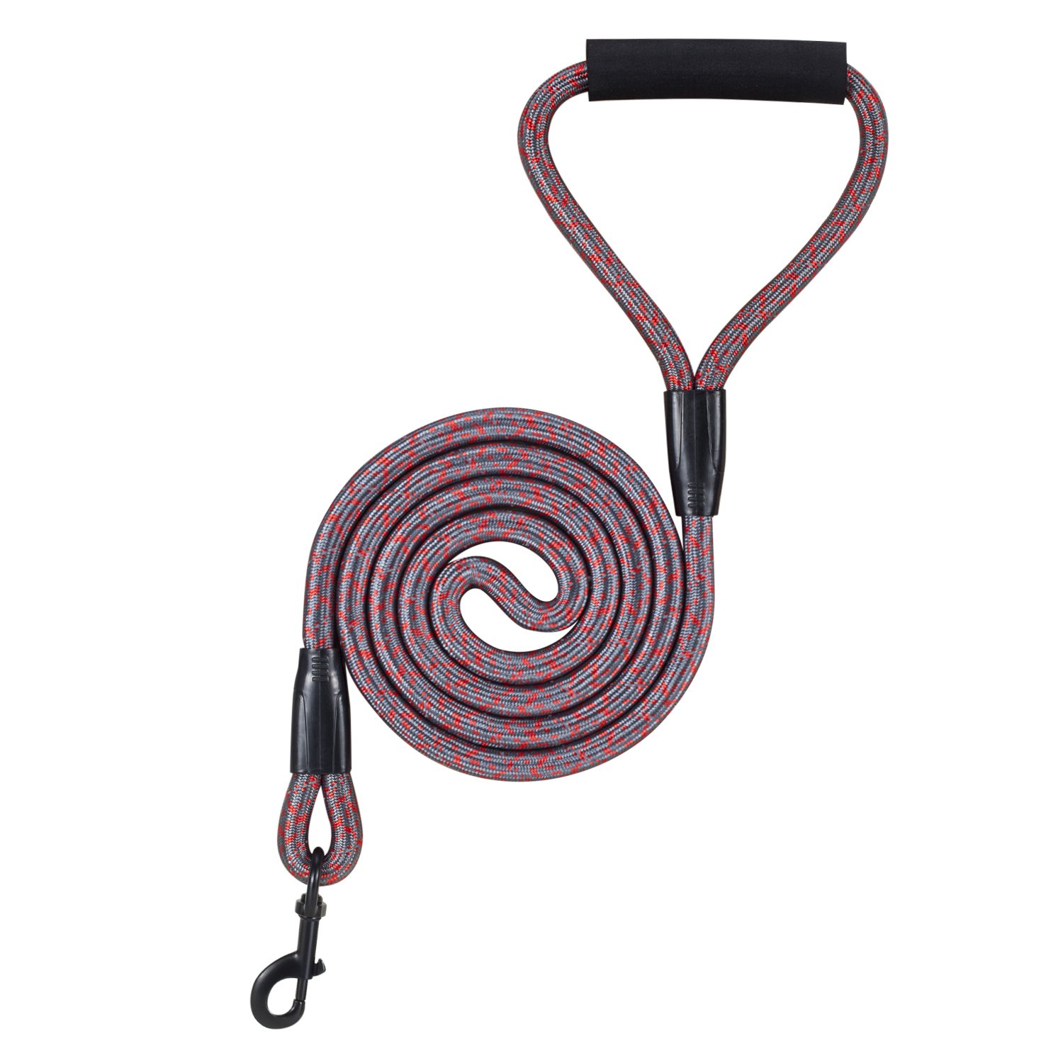 11Z Reflective Mountain Climbing Rope Dog Leash Grey 4 or 6 FT Long Sturdy Nylon Suitable for Small Medium Large Dogs Cat Lead