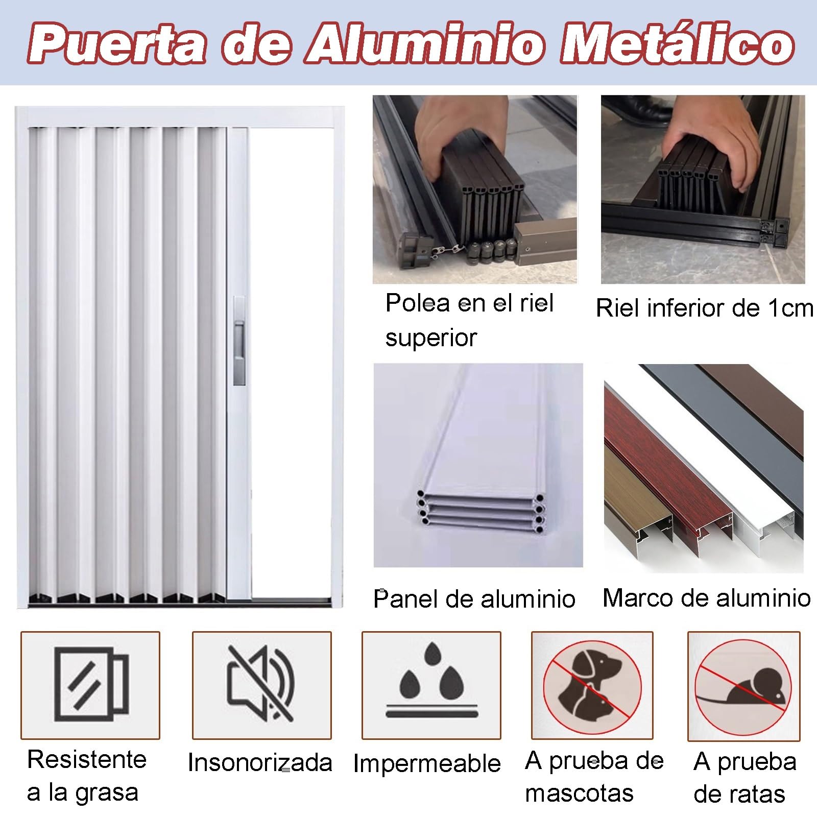 ZAQYCM Separador De Ambientes Corredera Baño Cocina Salon Armario, Puerta Plegable De Aluminio con Cerradura y Cierre, Invisibles Puertas Acordeon De Interior Gris/Blanca