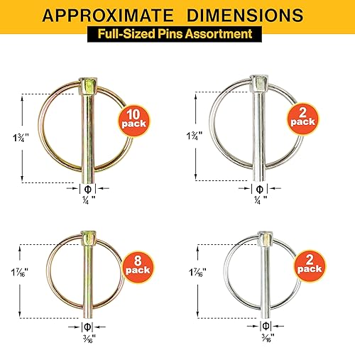 Miniatura 4 de Wellmax Surtido de 36 pines de linchamiento en 316", 14", 516" y 716" de diámetro, pasadores de seguridad resistentes chapados en zinc