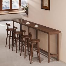 Solid Wood Bar Table Narrow Long High Top Pub Dining Counter Home Kitchen