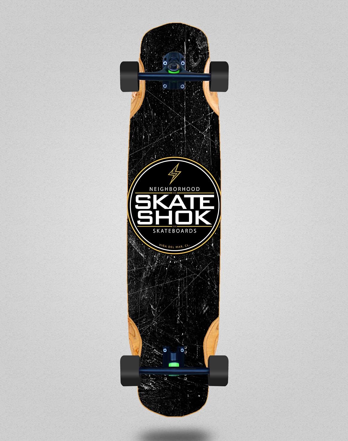 Skate Shok Skate Skateboard Longboard Complet Mix Bamboo 38 x 8,45 Logo Black