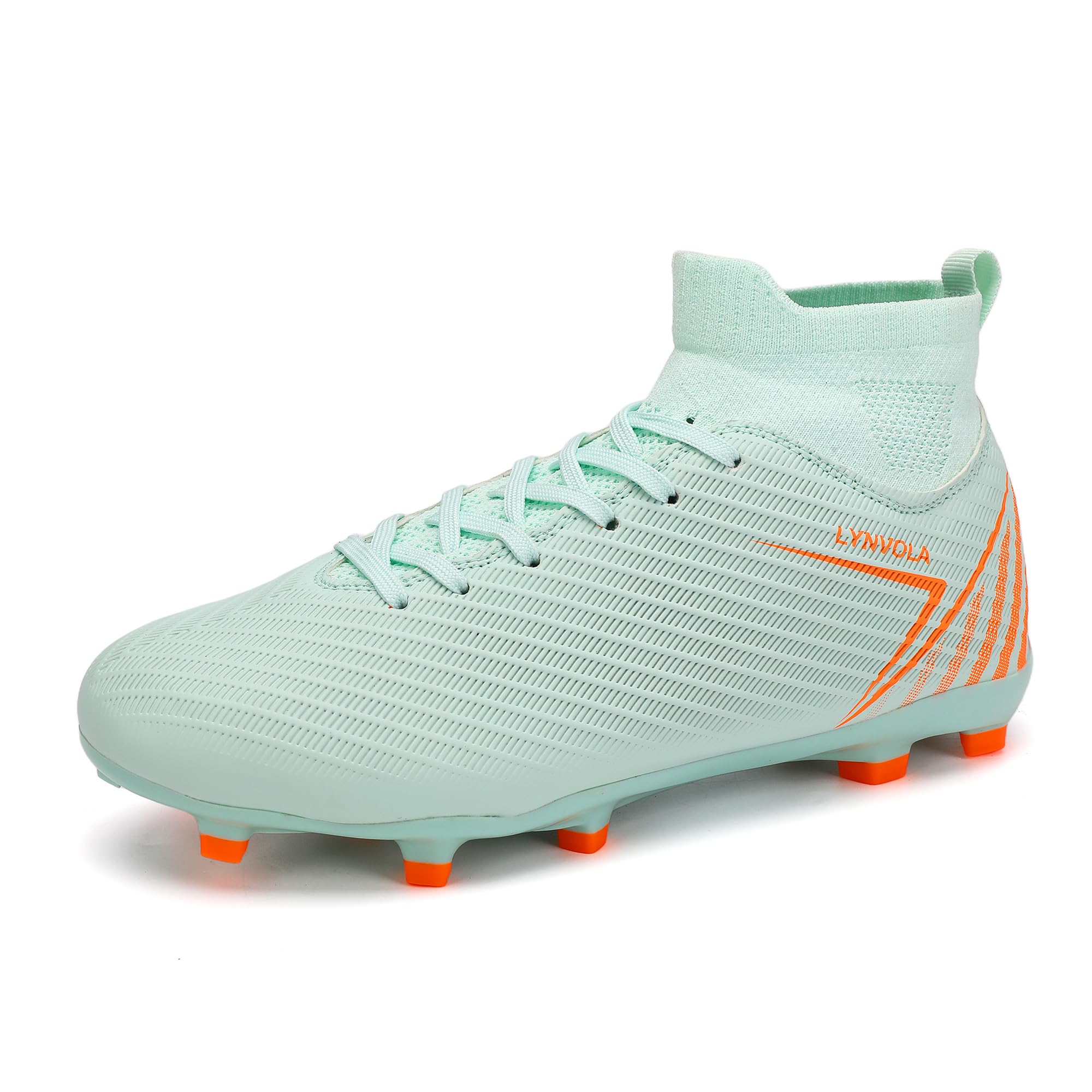 Lynvola Men's High Top Breathable Soccer Cleats Firm Ground Non Slip Outdoor Training Shoes