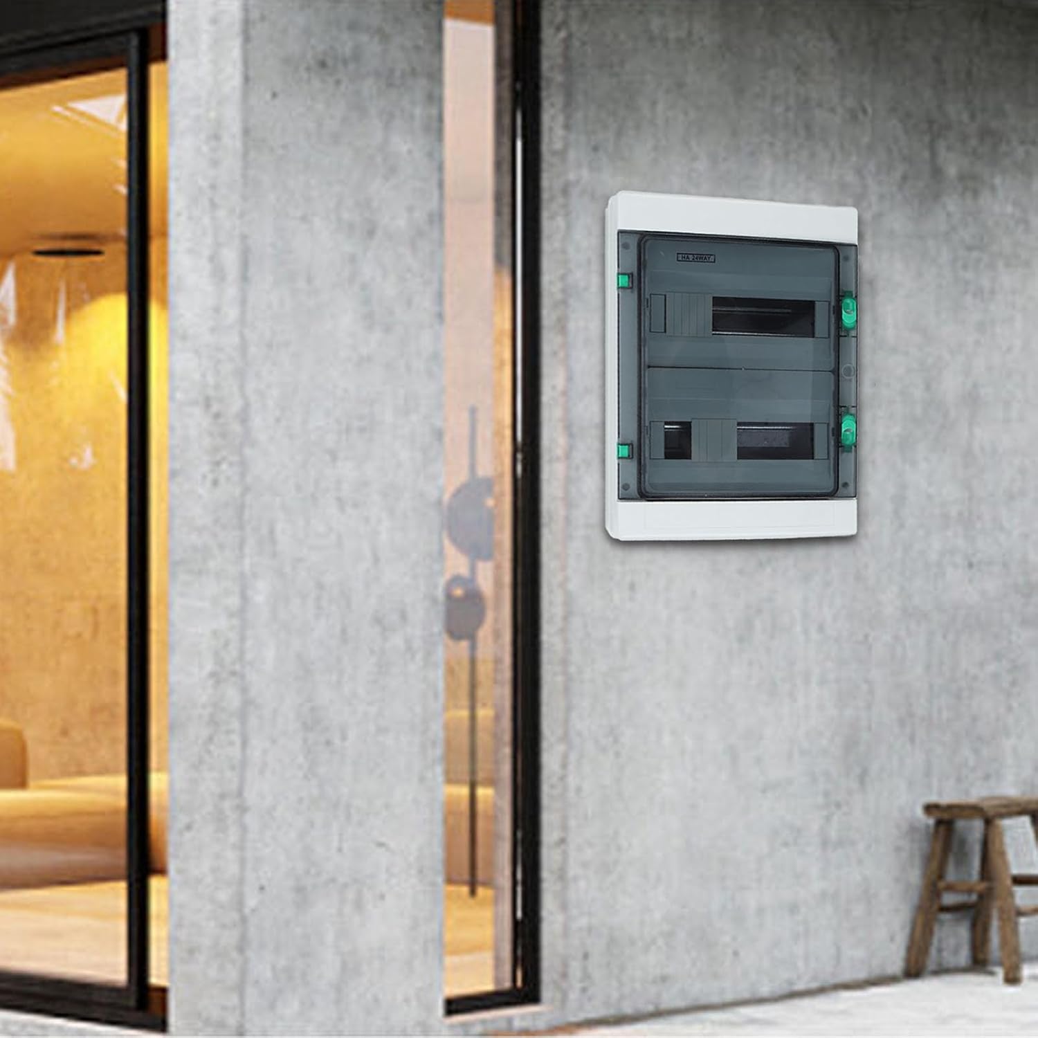 24 Way Distribution Box DIN Rail Electrical Case Enclosure for Indoor Outdoor Electrical