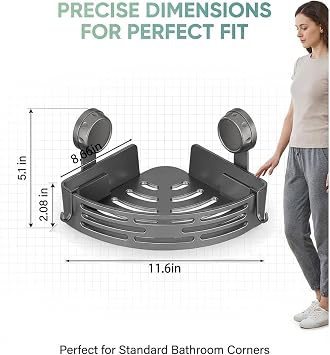 Triangular Draining Basket -No-Drill Triangle Suction Cup Shower Caddy