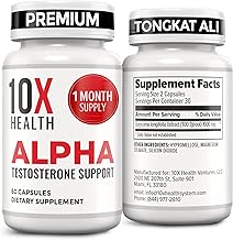 10X Health Alpha Testosterone Supplement for Men - 60 Capsules Mens Testosterone Supplement with Tongkat Ali 1000mg - Strength, Vitality & Muscle Growth Supplements for Men