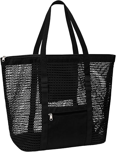 hatisan Bolsa de playa de malla, bolsas de playa mejoradas para mujer, bolsa de malla, bolsa hobo, accesorios de playa