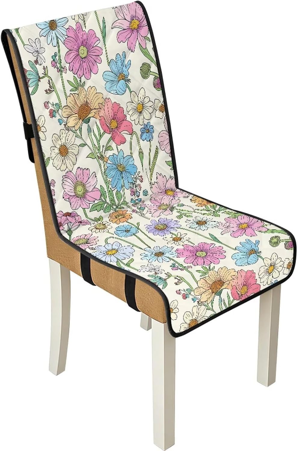 Hippie Flower Dining Chair Covers Set of 1 Chair Cushion for Bar Stools Washable Protectors for Kitchen Playful Dining Kitchen Party Chair Covers