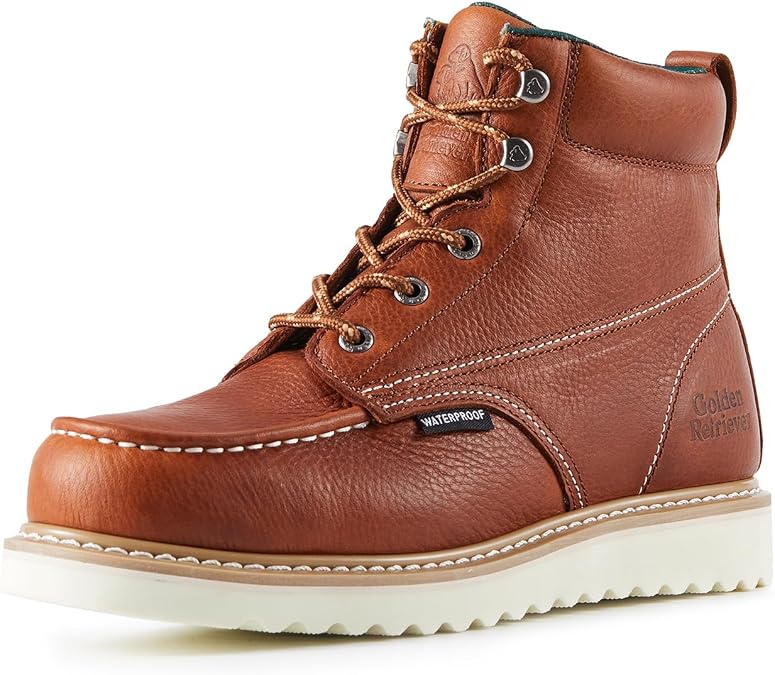 Golden Retriever Work Boots for men Waterproof Comfortable 6 Full Grain Tumbled Leather Welt Slip and Oil-Resistant STEEL/SOFT Toe Construction Boots G6192D_G6158ST_G6282D_G6258ST