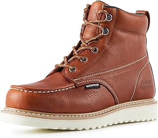 Work Boots for men Waterproof Comfortable 6" Full Grain Tumbled Leather Welt Slip and Oil-Resistant STEEL/SOFT Toe Construction Boots G6192D_G6158ST_G6282D_G6258ST