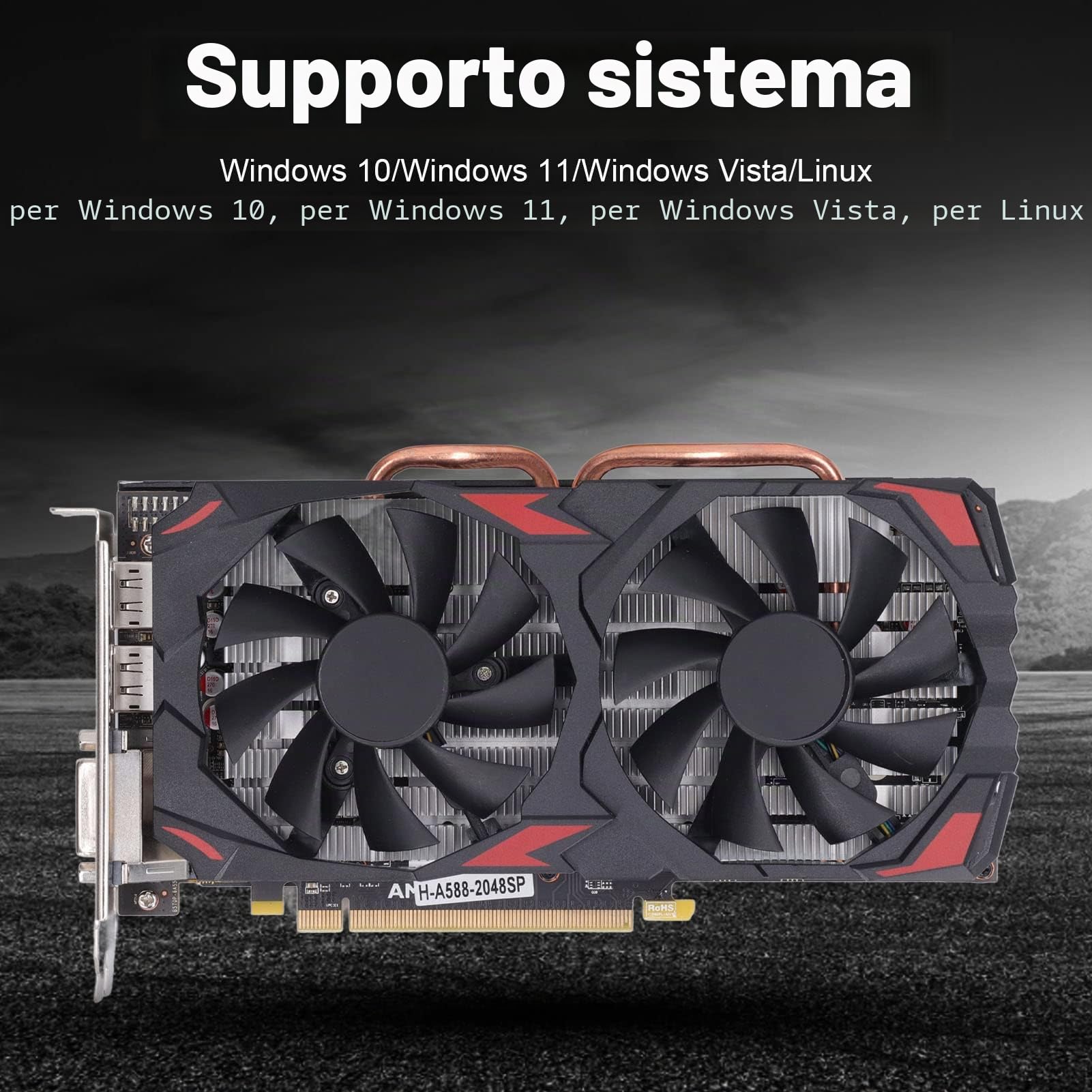 VBESTLIFE Scheda Grafica RX-580, Scheda Video da Gioco per PC Desktop a Basso Rumore da 8 GB GDDR5 256BIT, PCIE 3.0 16X, Doppia Ventola di Raffreddamento, Supporto per DirectX 12