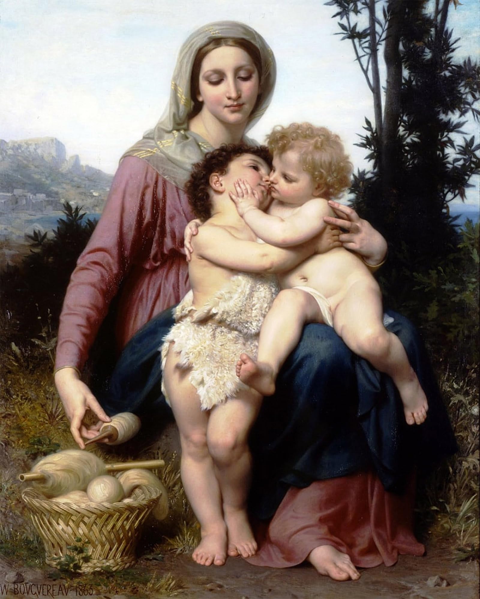 ARTXLXXBN Famous Art Print Poster Vintage Wall Art Italian Peasant Kneeling with Child by William Adolphe Bouguereau Canvas Art Poster for Home Decor 60x90cm