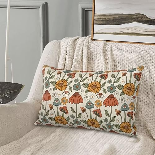 Miniatura 5 de BETGINY Juego de 2 fundas de almohada bohemias de 12 x 20 pulgadas, color amarillo y naranja, divertidas y lindas setas, fundas de almohada
