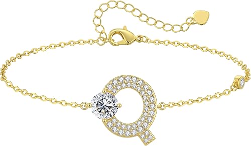 Initial Bracelets for Women 18K Gold Plated A-Z Letter Brace