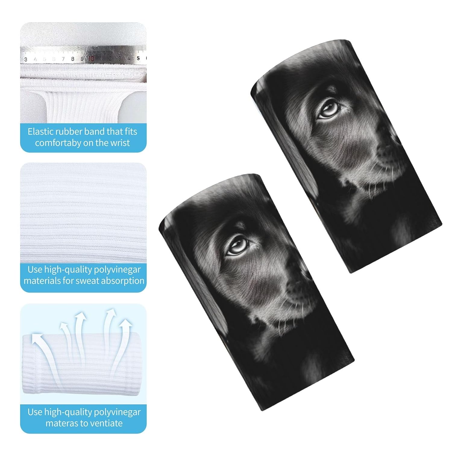 Printed Elastic Wristband, Breathable Soft Wrist Compression Sleeves 2PCS image 3