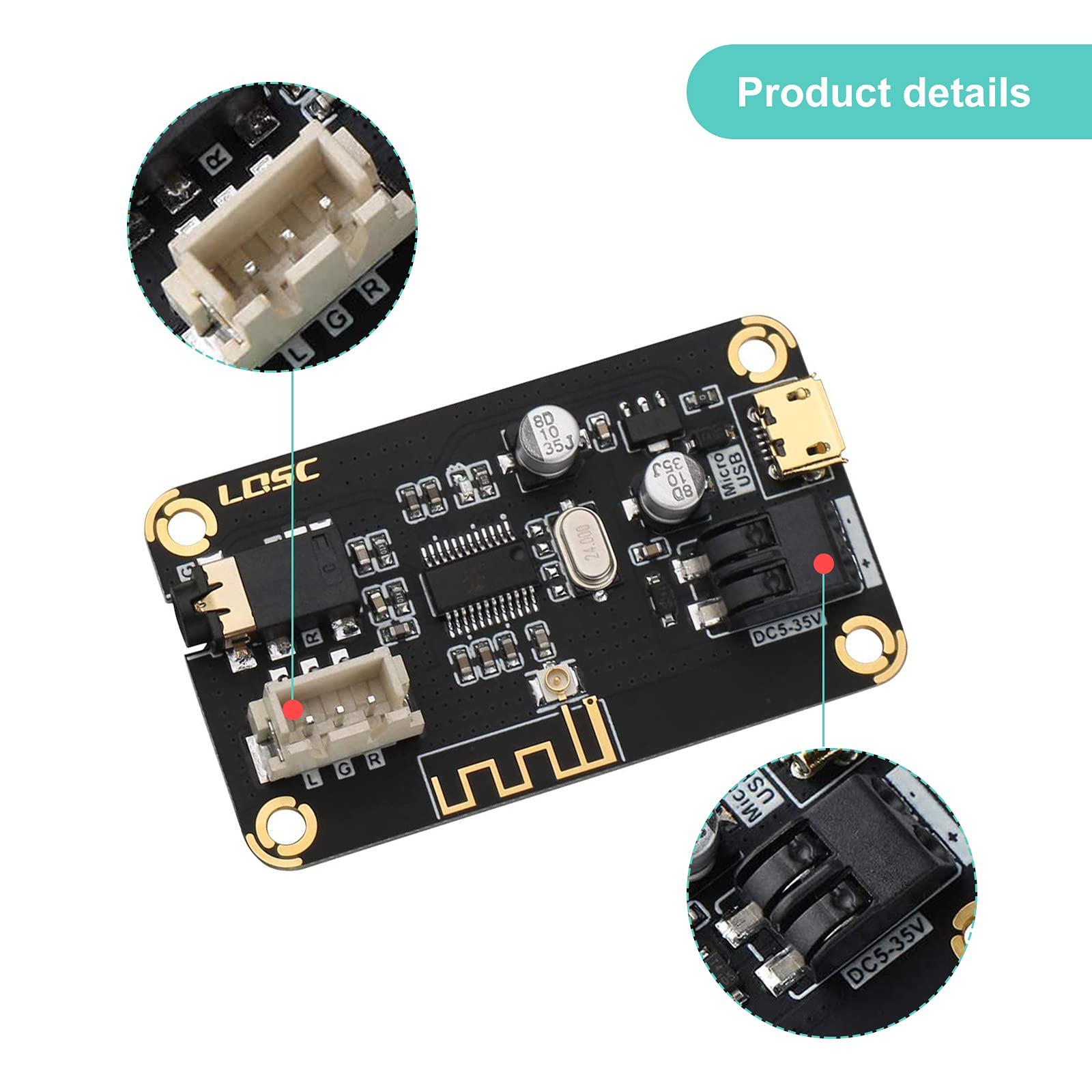 RUZHI Modulo Bluetooth Scheda Audio Stereo MP3 DC 5-35V Portatile Decodificatore Elettronico Senza Fili Chip Cuffie Stereo DIY