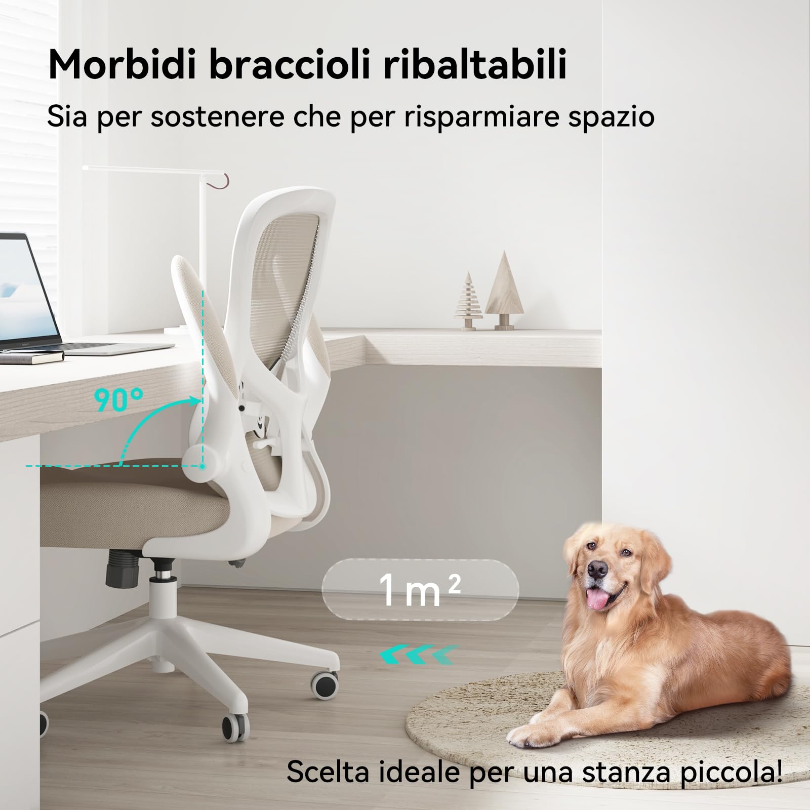 Hbada J3 Sedia ergonomica da scrivania, per computer e ufficio, con braccioli sollevabili e supporto lombare, altezza regolabile, lega di acciaio, grigio