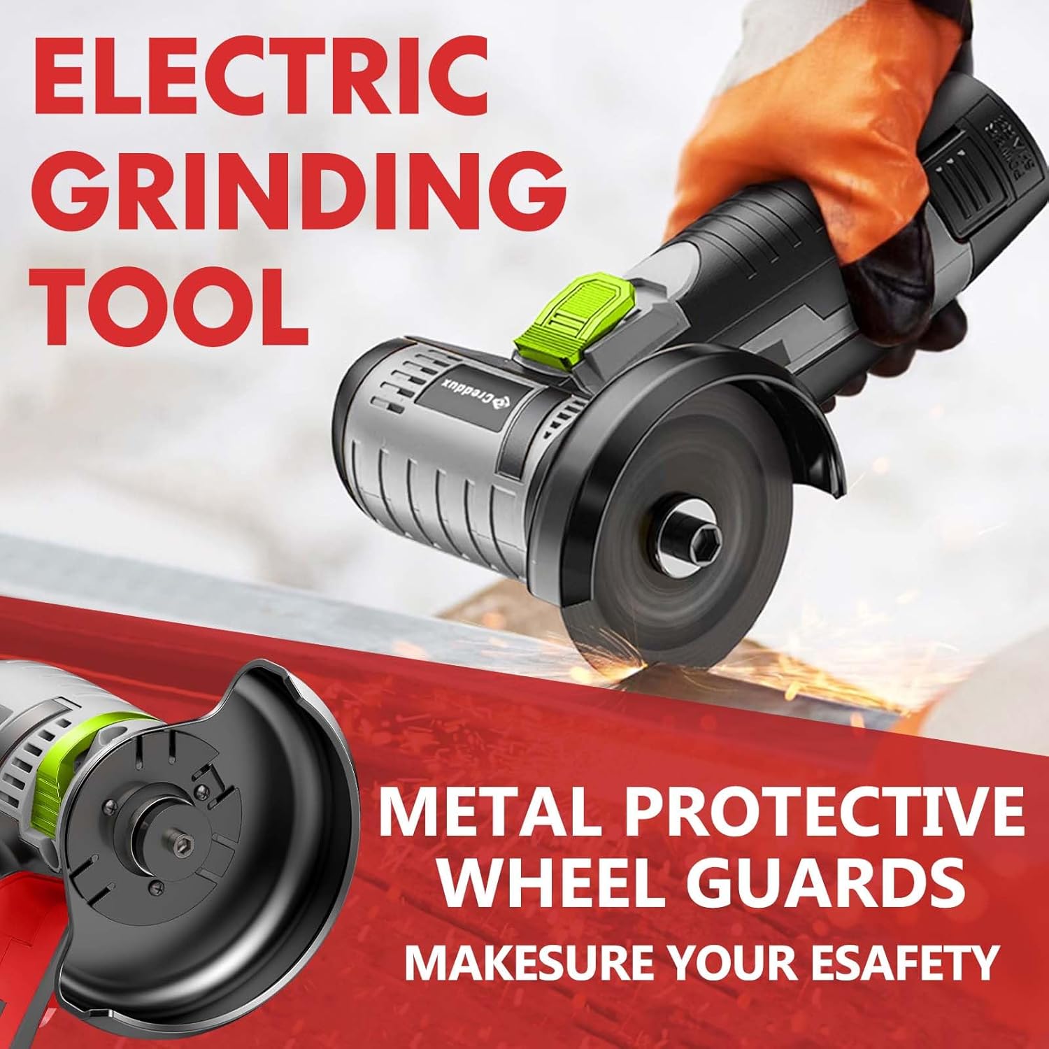 Cordless Angle Grinder, 3 Inch Mini Angle Grinder Tool With 2pcs 16.8V 2000mAh Batteries and 5 Grinding Wheel,19500rpm Metal Grinders for Cutting, Grinding and Polishing Gray