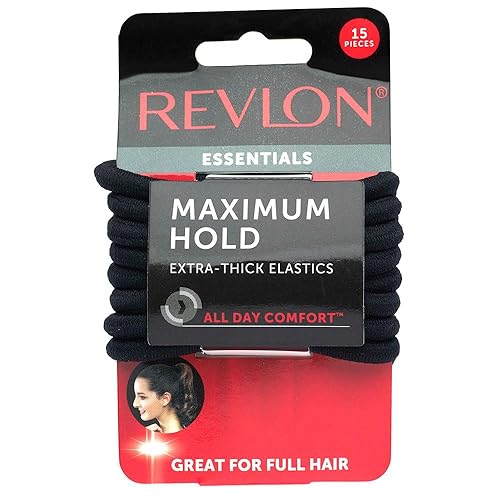Revlon Elásticos para el cabello extra gruesos, color negro, 15 unidades