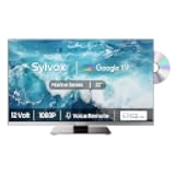 SYLVOX 12 Volt TV, 22" Smart Television with DVD Player Built in, 1080P Google OS ATSC NTSC WiFi Bluetooth HDMI USB, AC/DC Powered, 12V TV for RV Camper Boat Coastal Home (Marine Series)