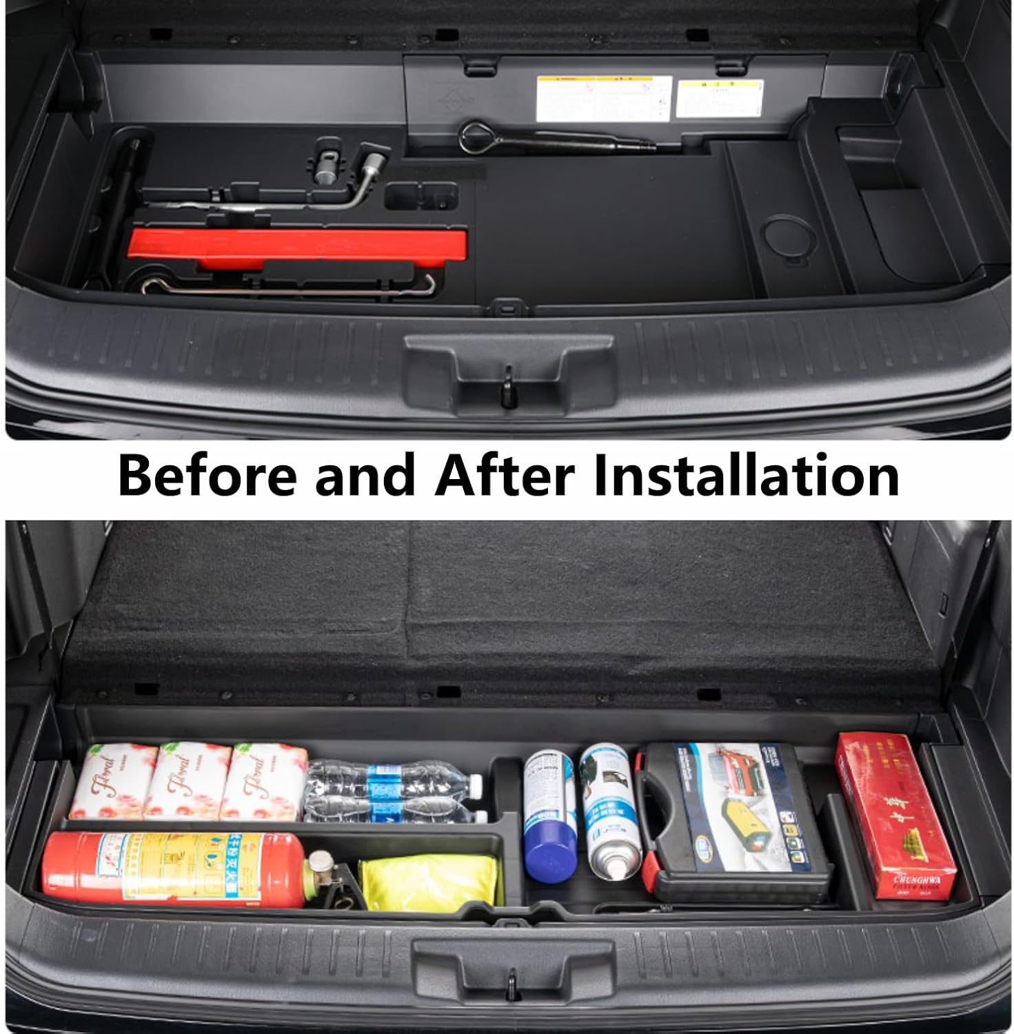 For 2020-2025 Toyota Highlander Trunk Hidden Storage Box, SUV Insert Cargo Rear Hatch Organizer, Extra Space fits Highlander Under Cargo Floor Storage Bins Accessories