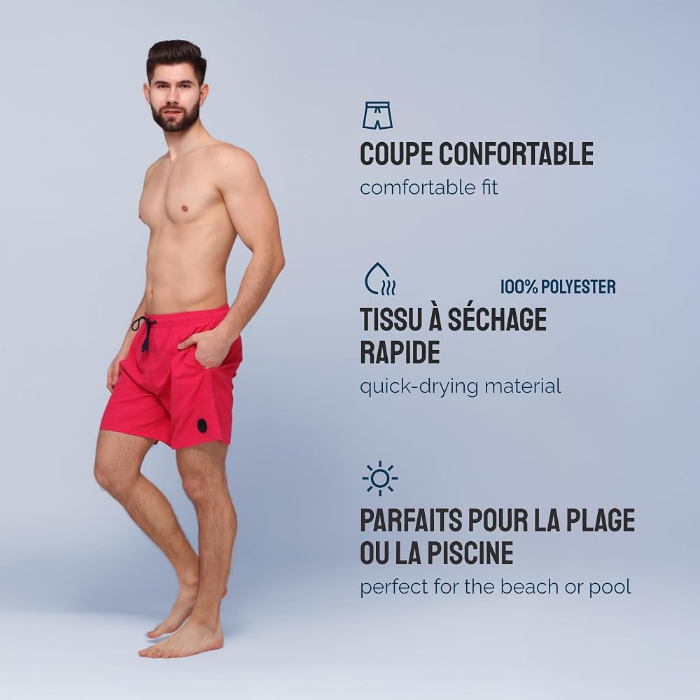 Short De Bain Homme Ladeheid LA40-198 – Séchage Rapide, Poches, Doublure Filet – Confort & Style Pour Plage, Natation, Sport