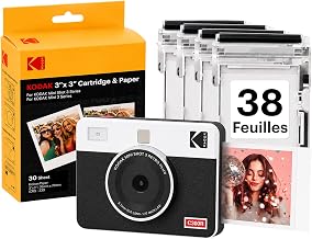 KODAK Mini Shot 3 Retro Instant Camera 7.5 x 7.5 cm, 38 Sheets, White | Bluetooth, iPhone and Android, 13MP camera, print preview, water resistant, smudge-proof and fade resistant
