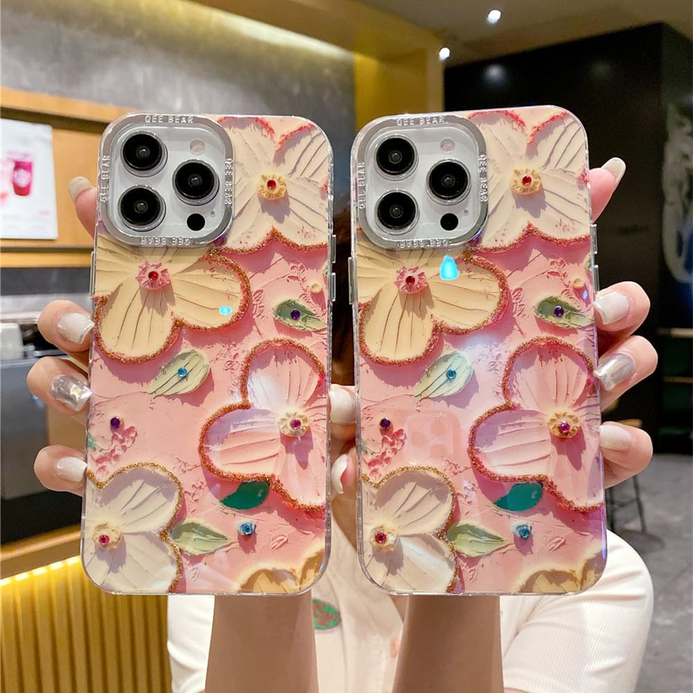 SYZLLM Custodia per telefono con cinturino da polso con cordino con fiore glitterato per iPhone 15 14 13 12 11 Pro Max 15 14 Plus XR XS Max Cover, A01, per iPhone13 ProMax